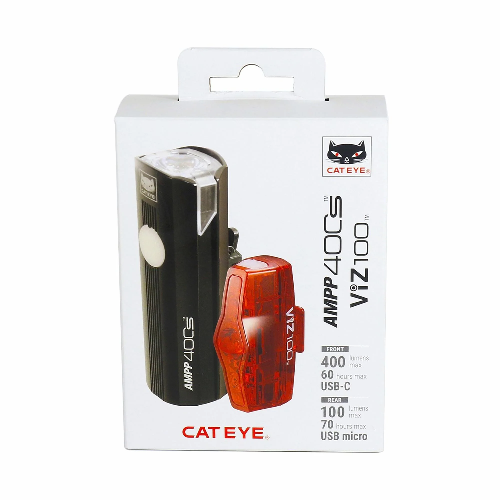 Cateye AMPP 400S II/Viz100 II Bike Light Set: USB-C