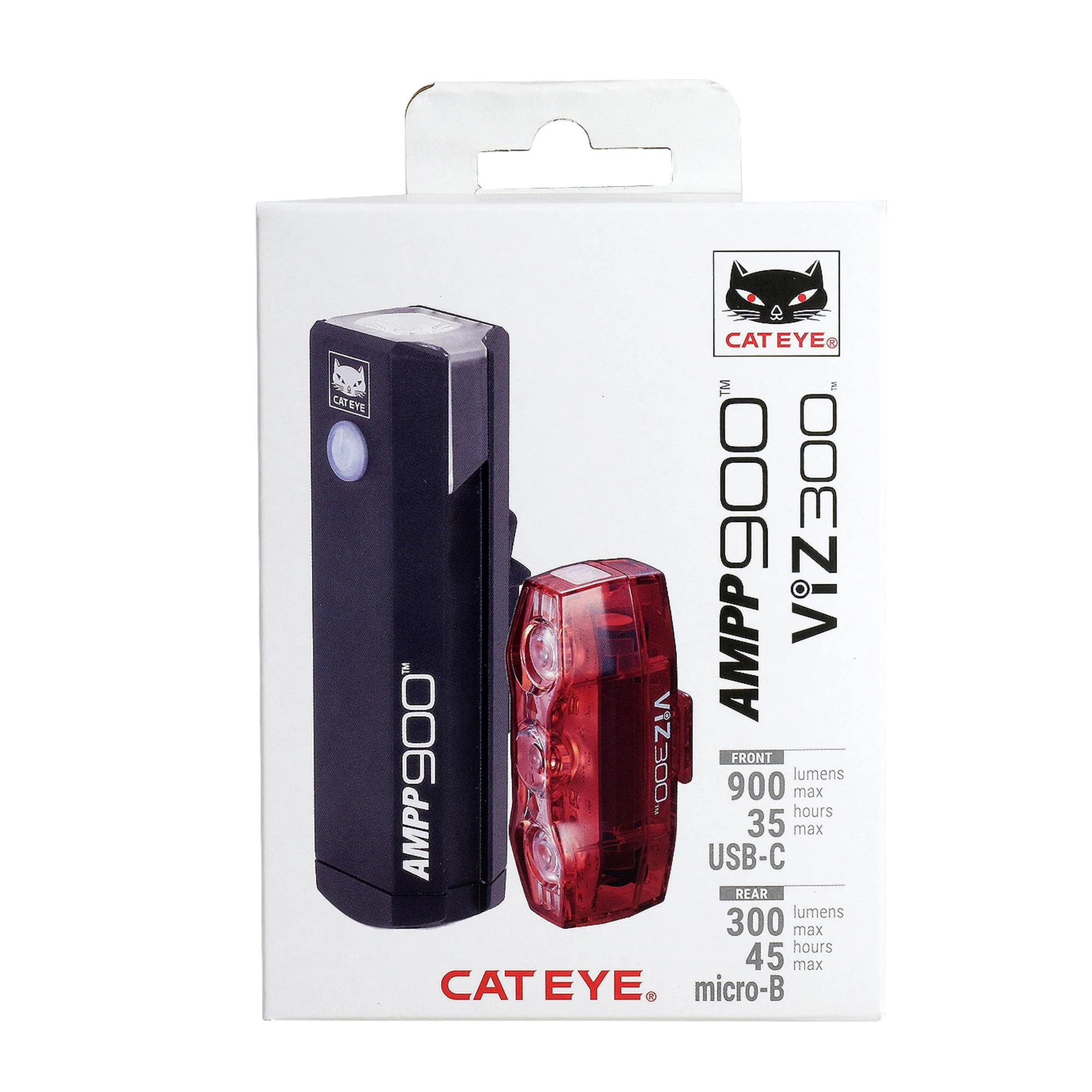 Cateye AMPP 900/Viz300 II Bike Light Set: USB-C