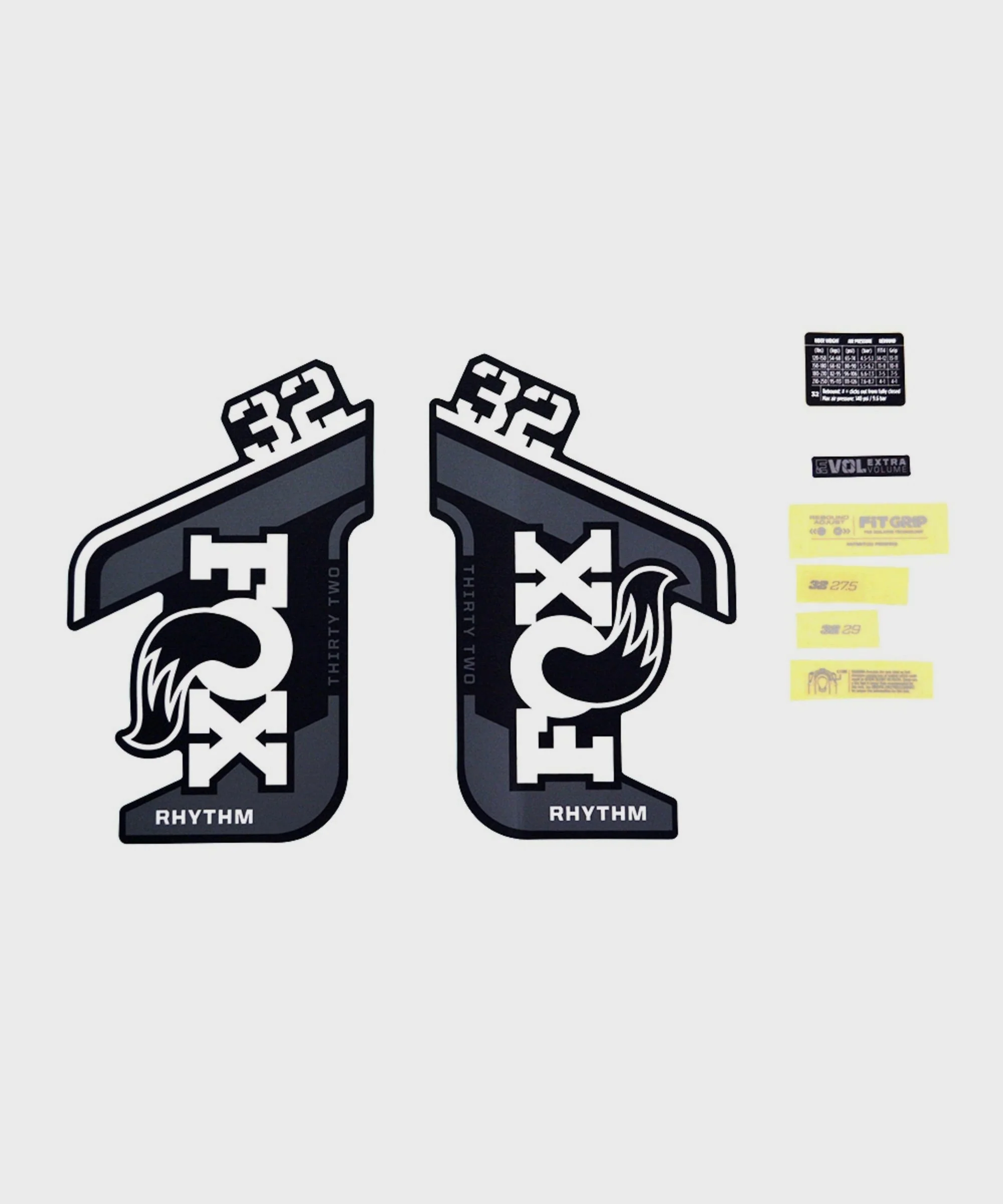 FOX Fork 32 Rhythm Decal Kit: P-S Grey Logo 2021