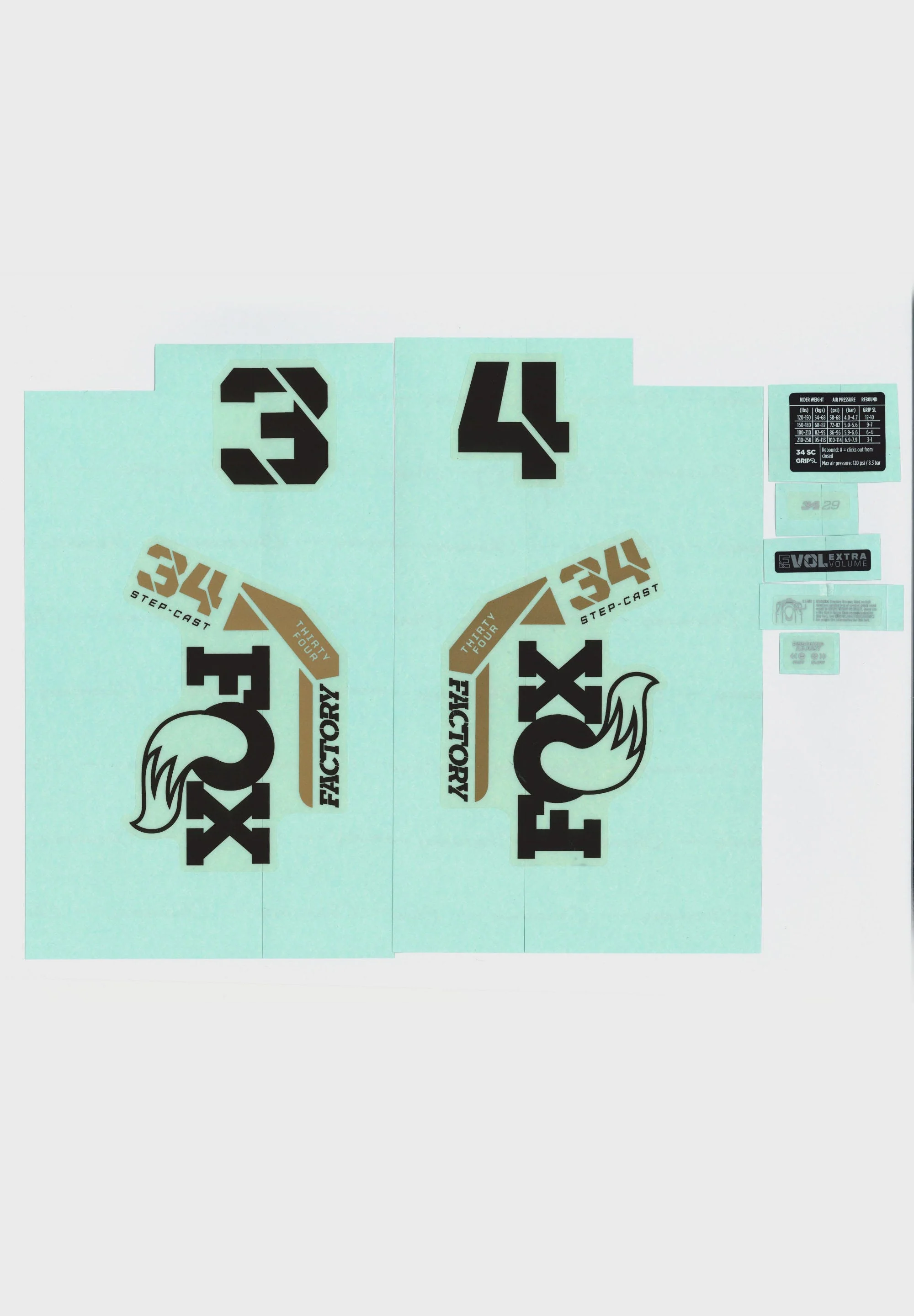 FOX Fork 32 SC decal Kit 2025 F-S Black Logo Podium Gold Fork