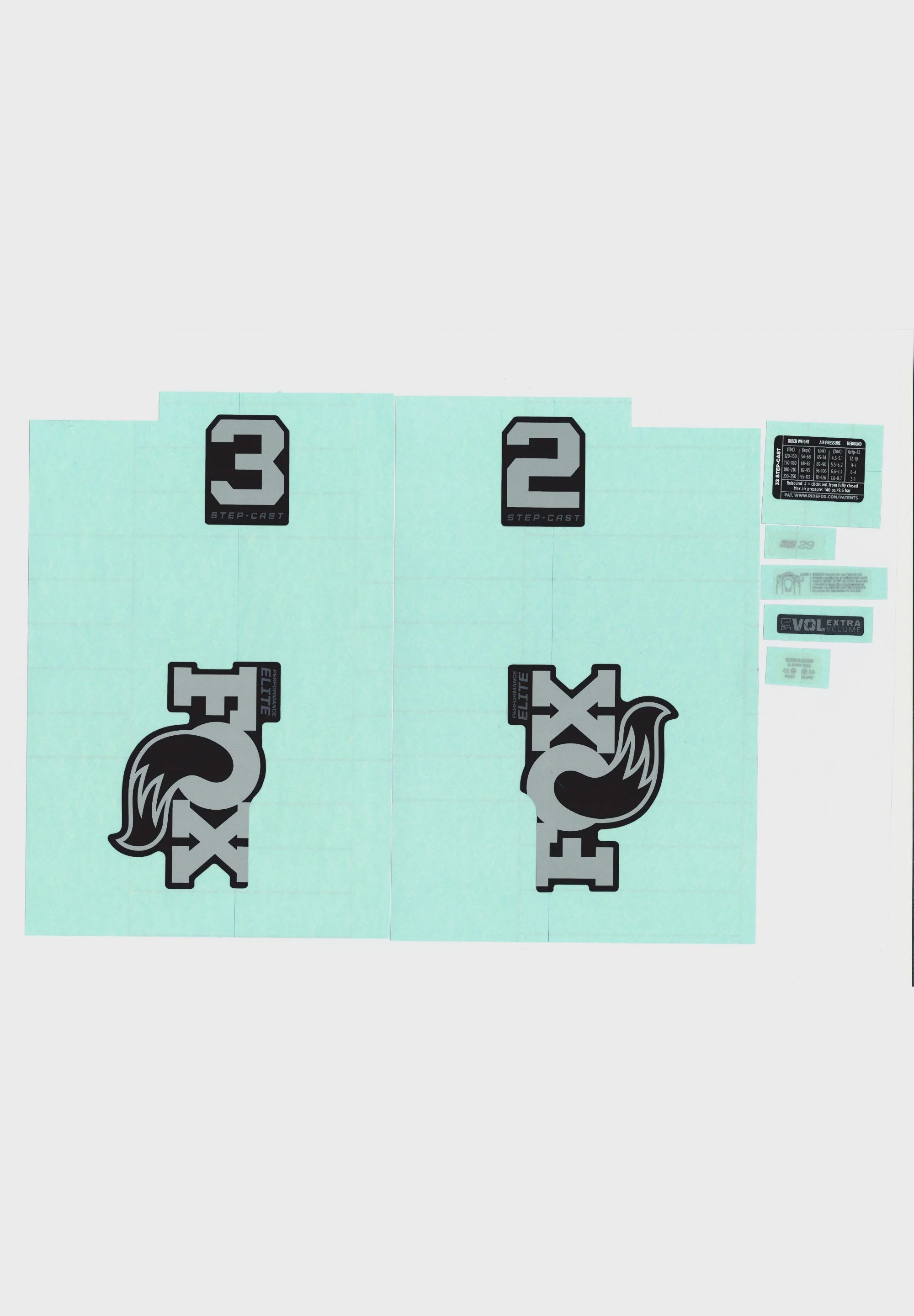 FOX Fork 32 SC decal Kit 2025 P-SE - Grey Logo Shiny Black Fork