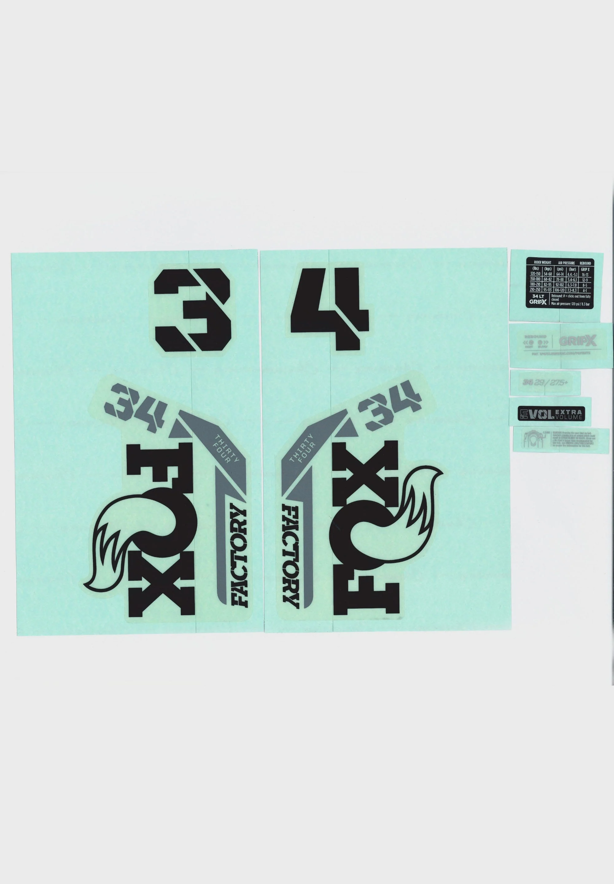 FOX Fork 34 Decal Kit 2025 F-S Black Logo Shiny Orange Fork