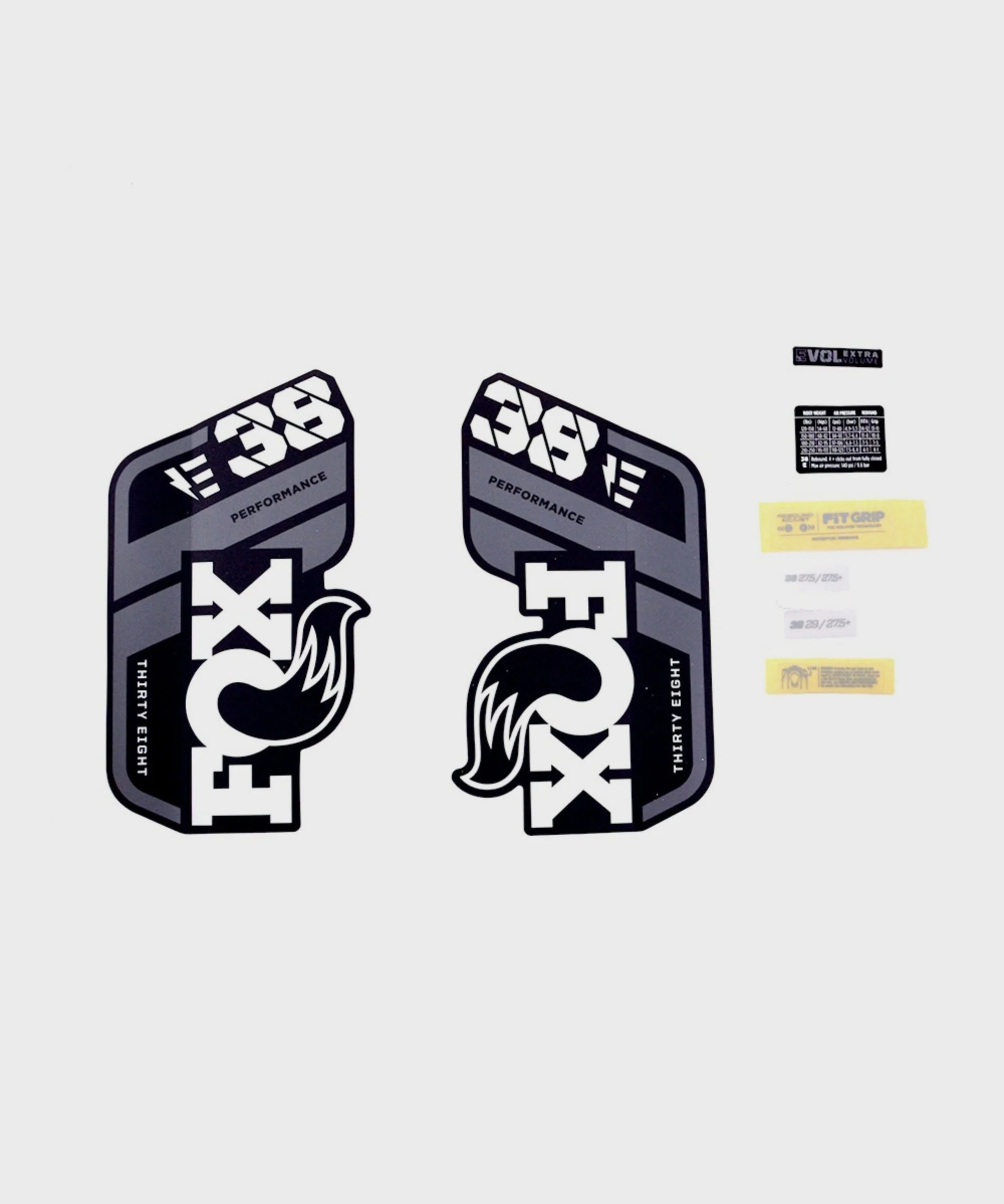 FOX Fork 38 Decal Kit: P-S E-Bike+ Grey Logo Matte Black 2021