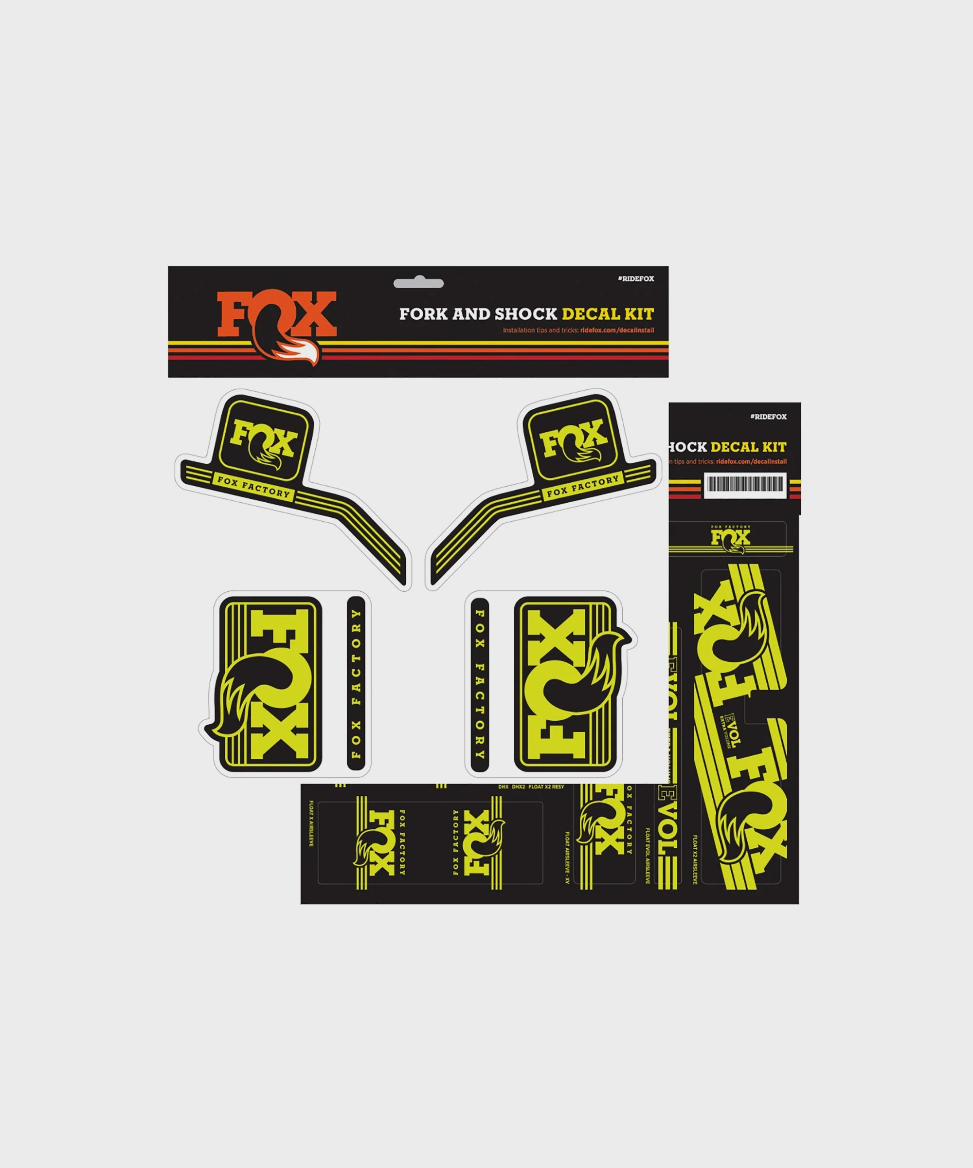 FOX Fork & Shock Decal Kit: AM Heritage 2016 - Yellow