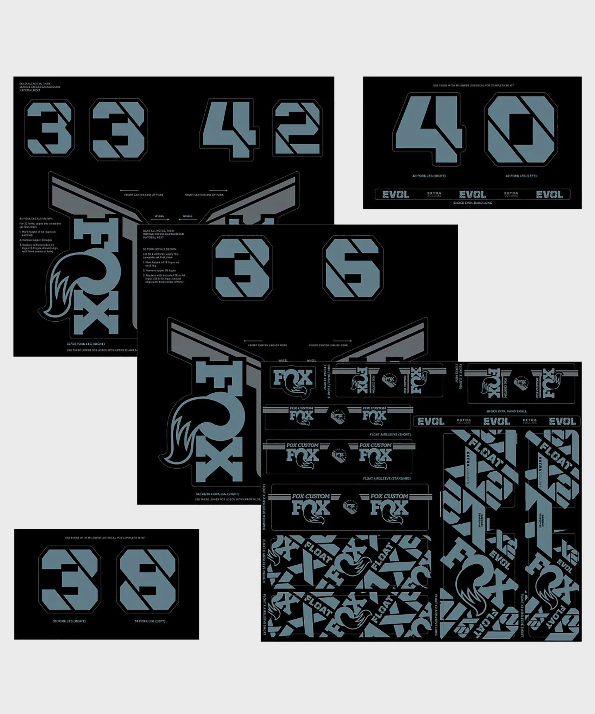 FOX Fork & Shock AM Custom Decal Kit 2021 Storm Blue