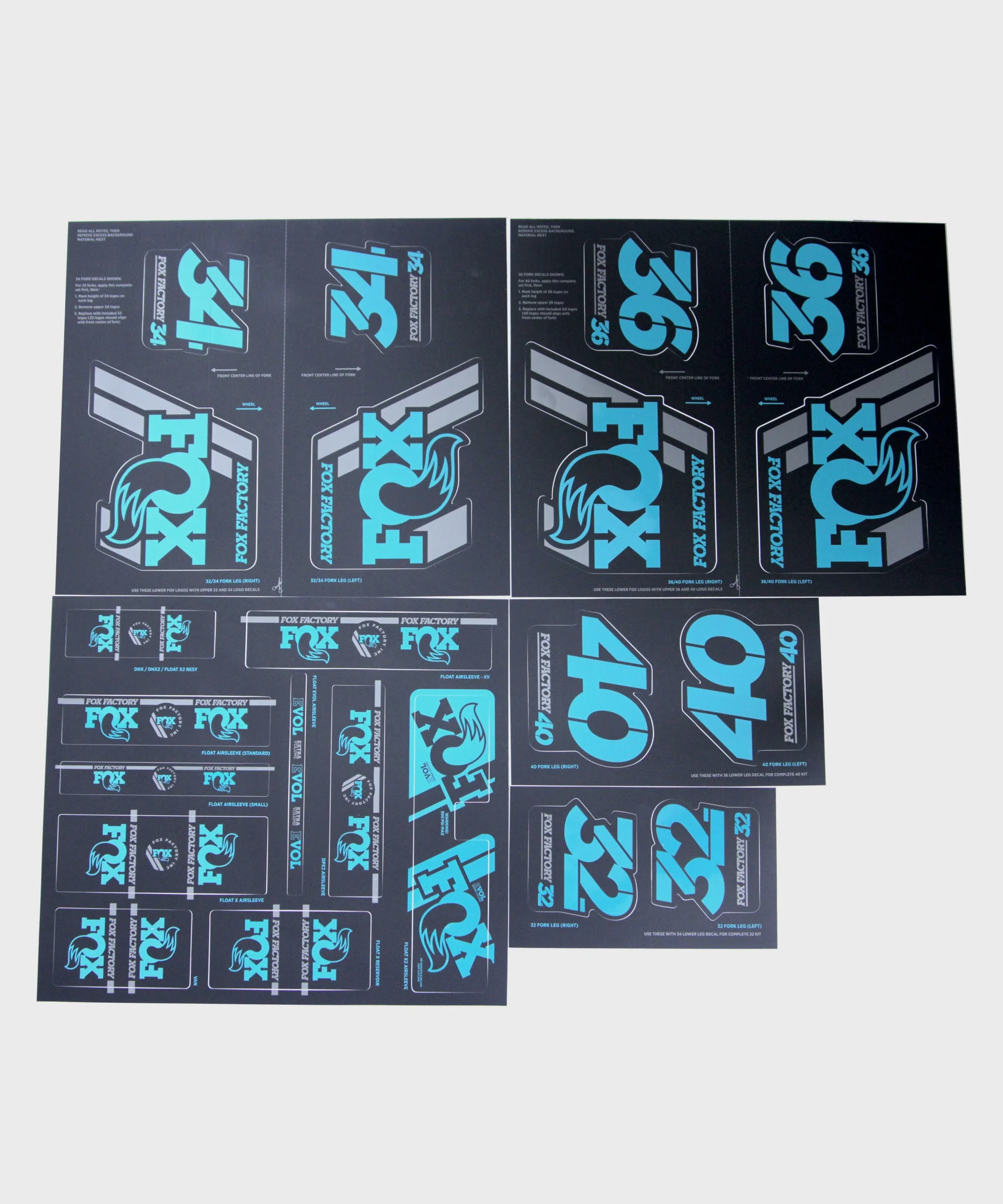 FOX Fork & Shock AM Heritage Decal Kit 2019 Turquoise