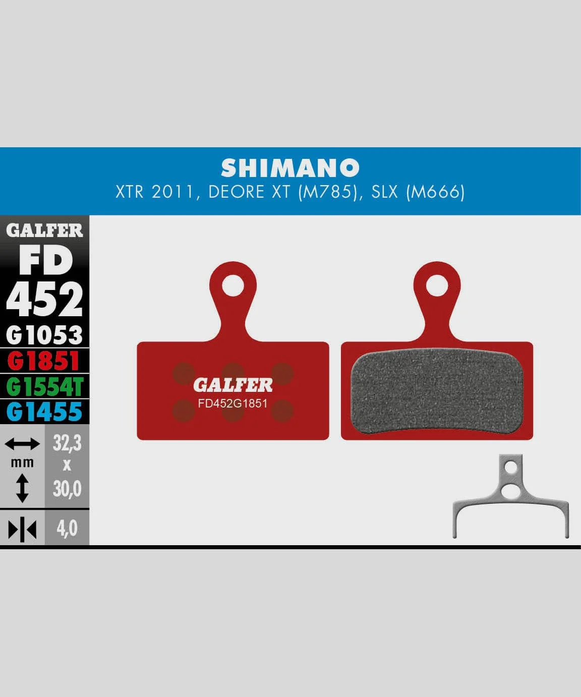 Galfer Advanced Bike Disc Brake Pad - Shimano - XTR 2011 / Deore XT M785 / SLX M