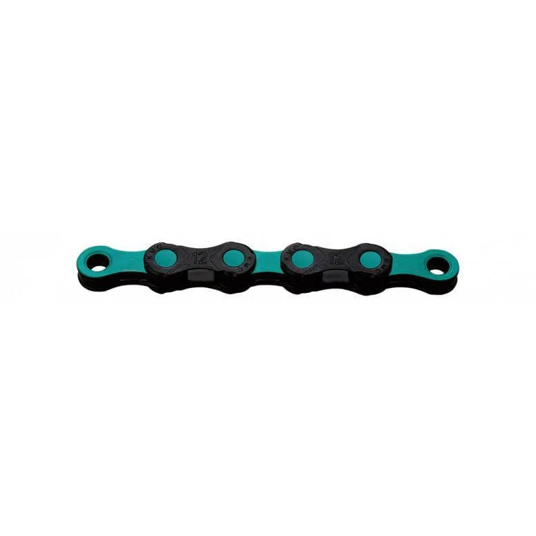 KMC DLC 12 Waxed Chain 126L - Black/Celeste - 126L