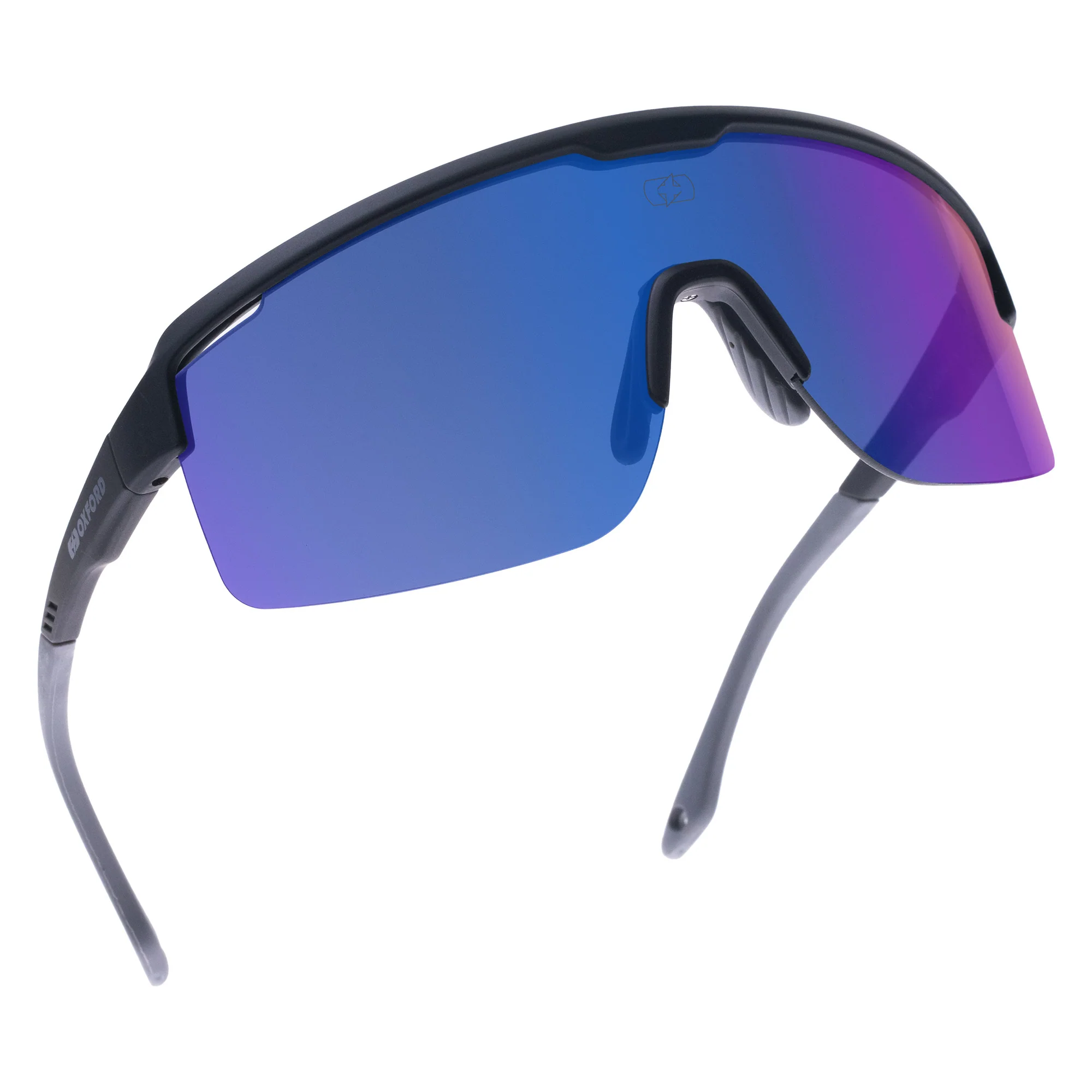 Oxford Pave Black Frame Blue Mirror Lens Sunglasses - Image 2