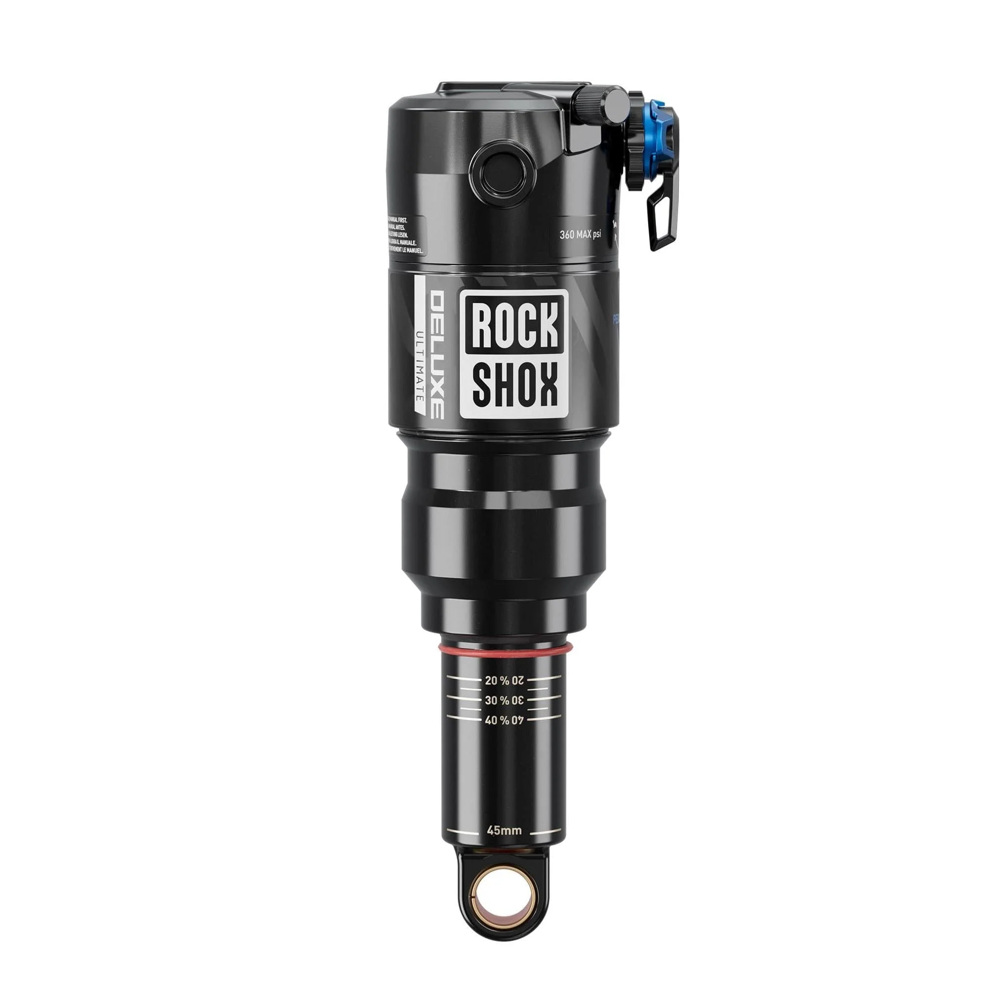 RockShox Rear Shock Deluxe Ultimate RCT - Trunnion Standard - C2: BLACK WITH SILVER DECALS 185X50