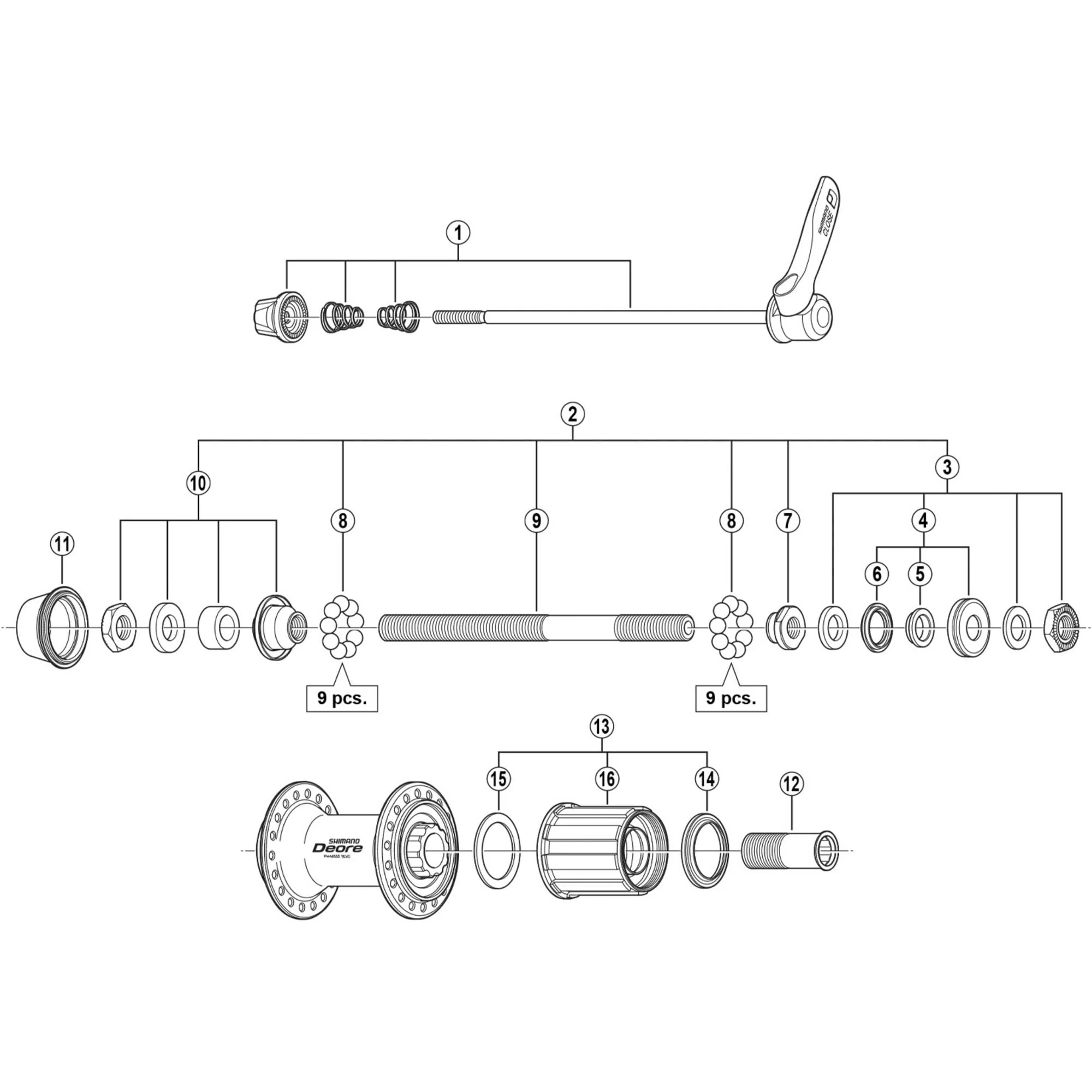 Shimano Spares FH-M530 lock nut unit - left hand