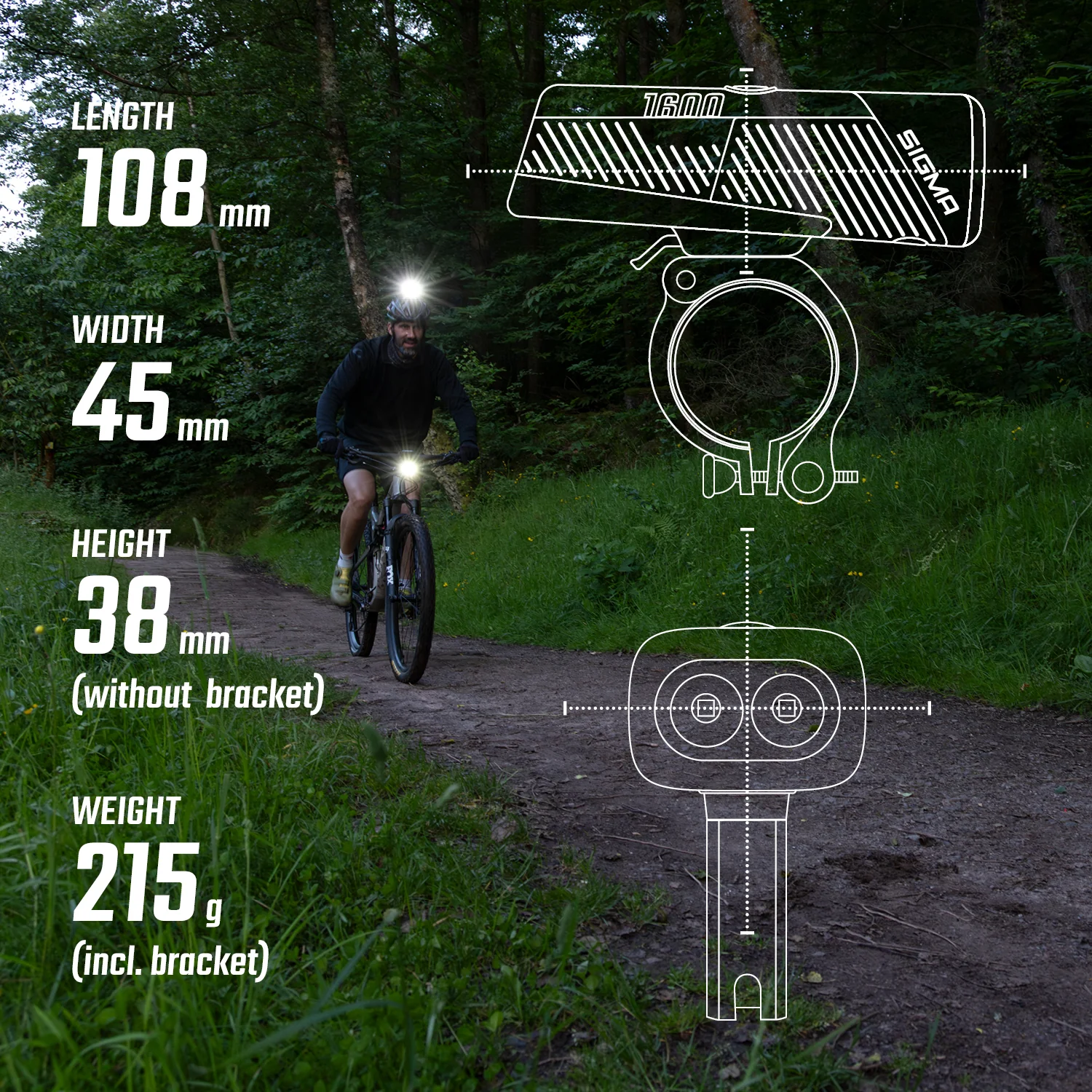 Sigma Buster 1600 Headlight w/hbar mount - Image 3