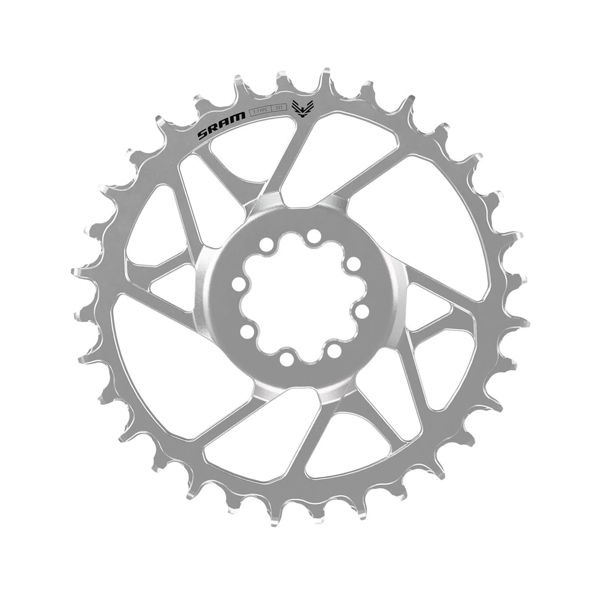 SRAM Chain Ring T-Type Eagle Steel Direct Mount 3mm Offset Eagle (Including 8 Bolts) Silver - Eagle 90: SILVER 34T