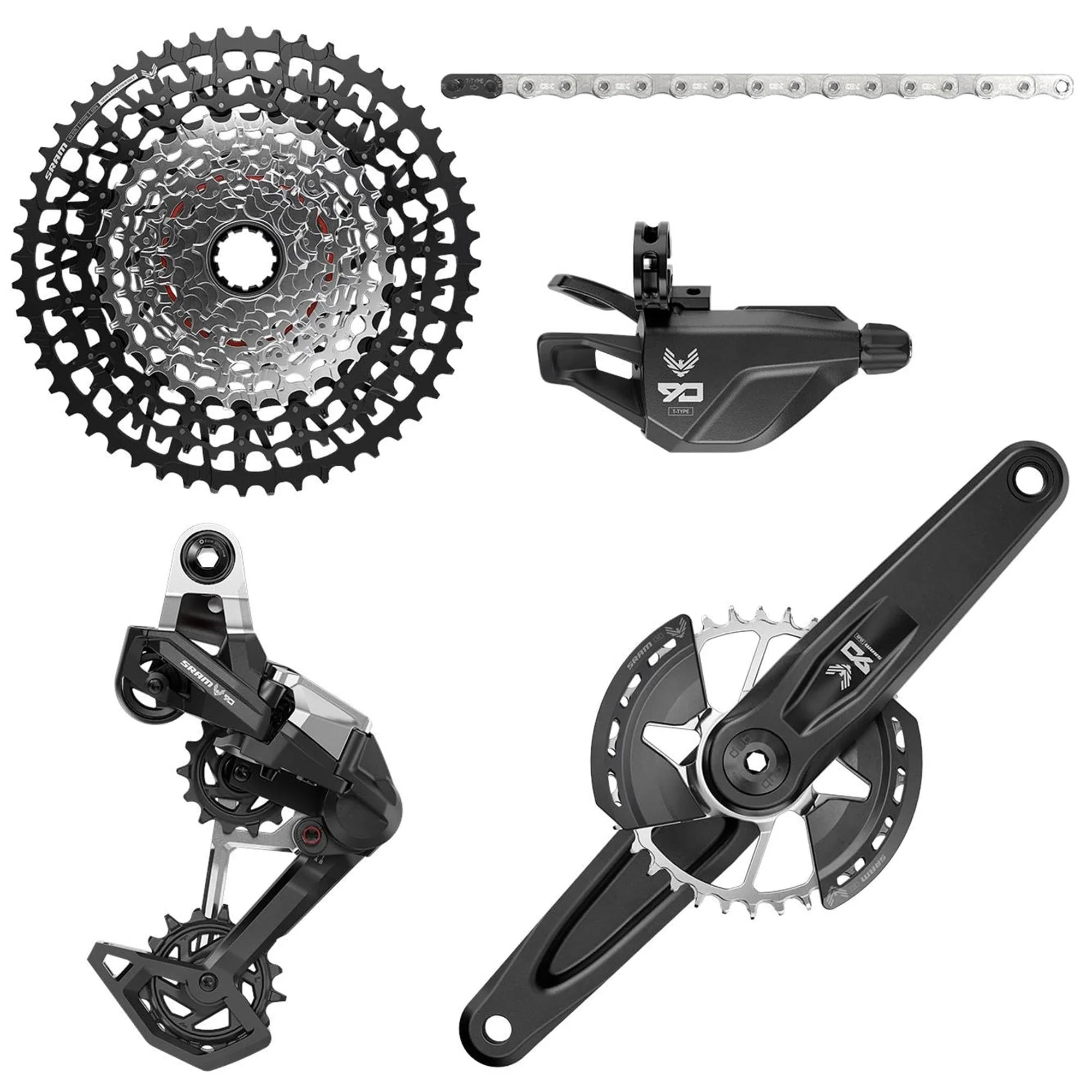 SRAM Eagle 90 DUB Groupset (Rear Der, Trigger Shifter w Clamp, Crankset DUB MTB Wide w DM 32t T-TYPE Chainring w/2 guards, GX T-Type chain 126l, CS XS-1275 BLK 10-52t) - Image 2