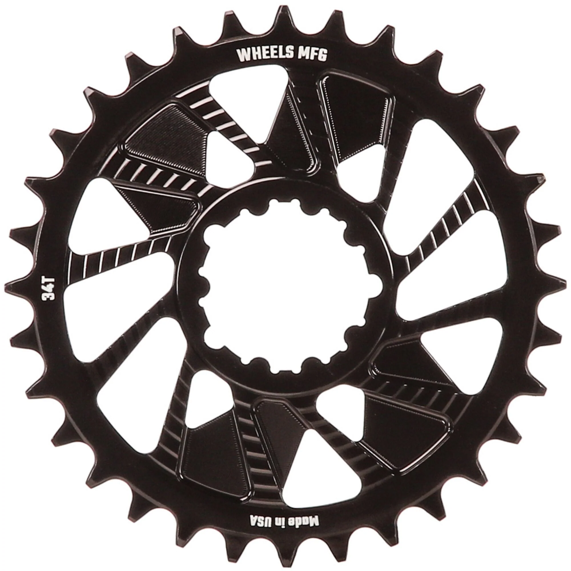 Wheels Manufacturing Black; Chainring 34T; Shimano Direct Mount; 1.5mm Inboard; HG+ Chain