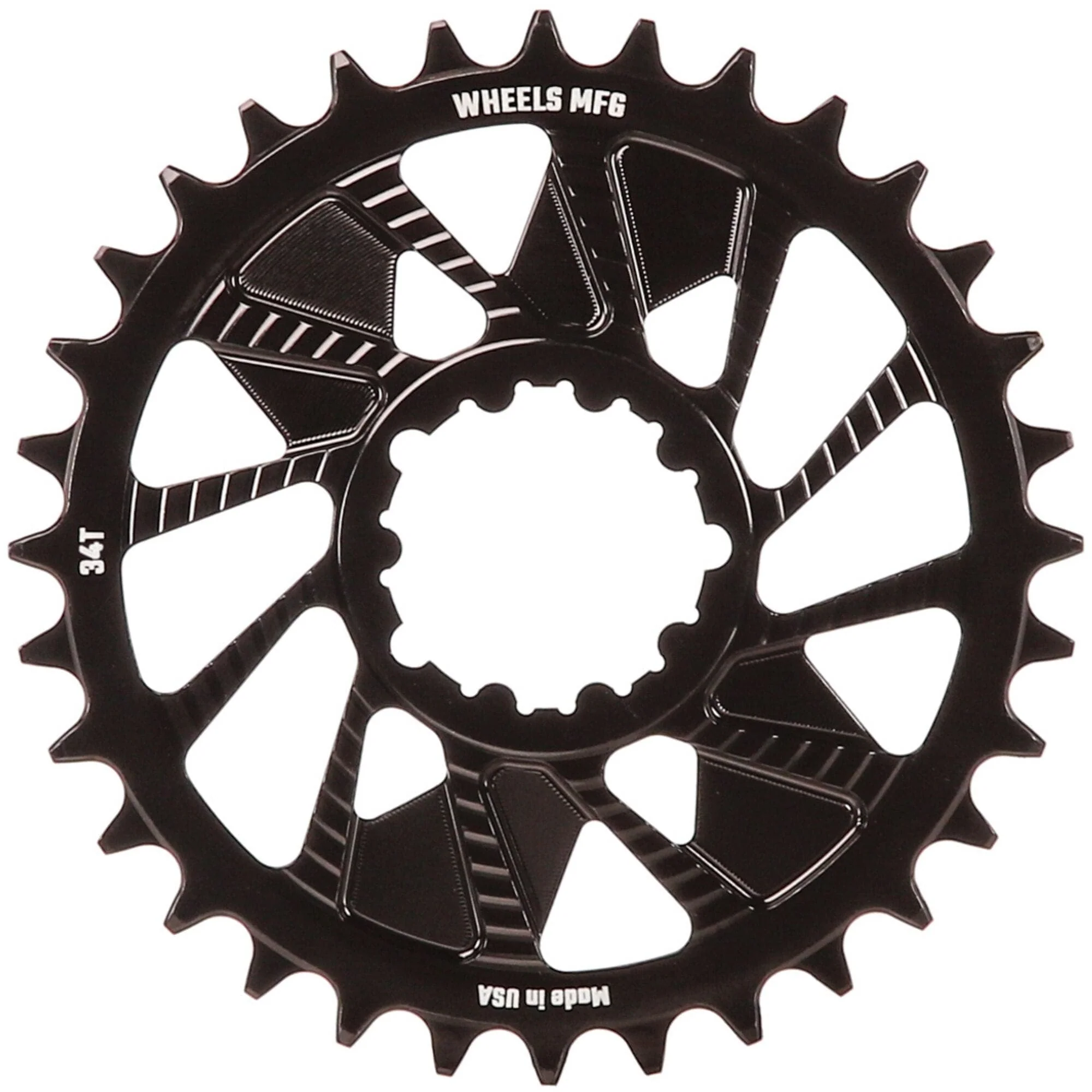 Wheels Manufacturing Black; Chainring 34T; SRAM 3-Bolt; 3mm; Hyperglide+ Chain