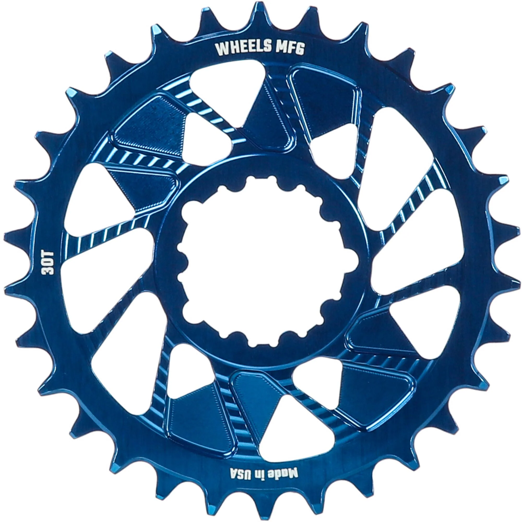 Wheels Manufacturing Blue; Chainring 30T; Shimano Direct Mount; 1.5mm Outboard; HG+ Chain