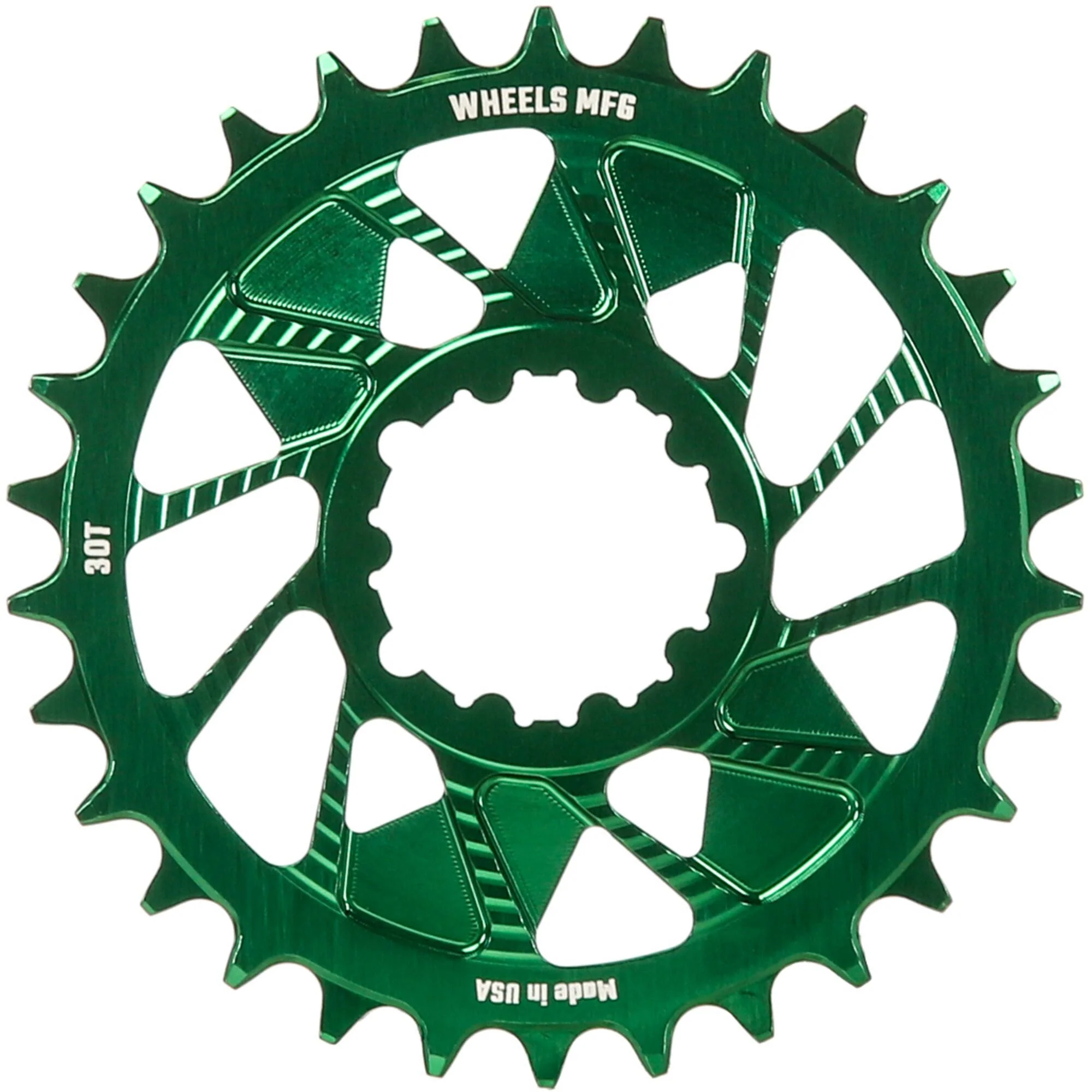Wheels Manufacturing Green; Chainring 30T; Shimano Direct Mount; 1.5mm Inboard; HG+ Chain