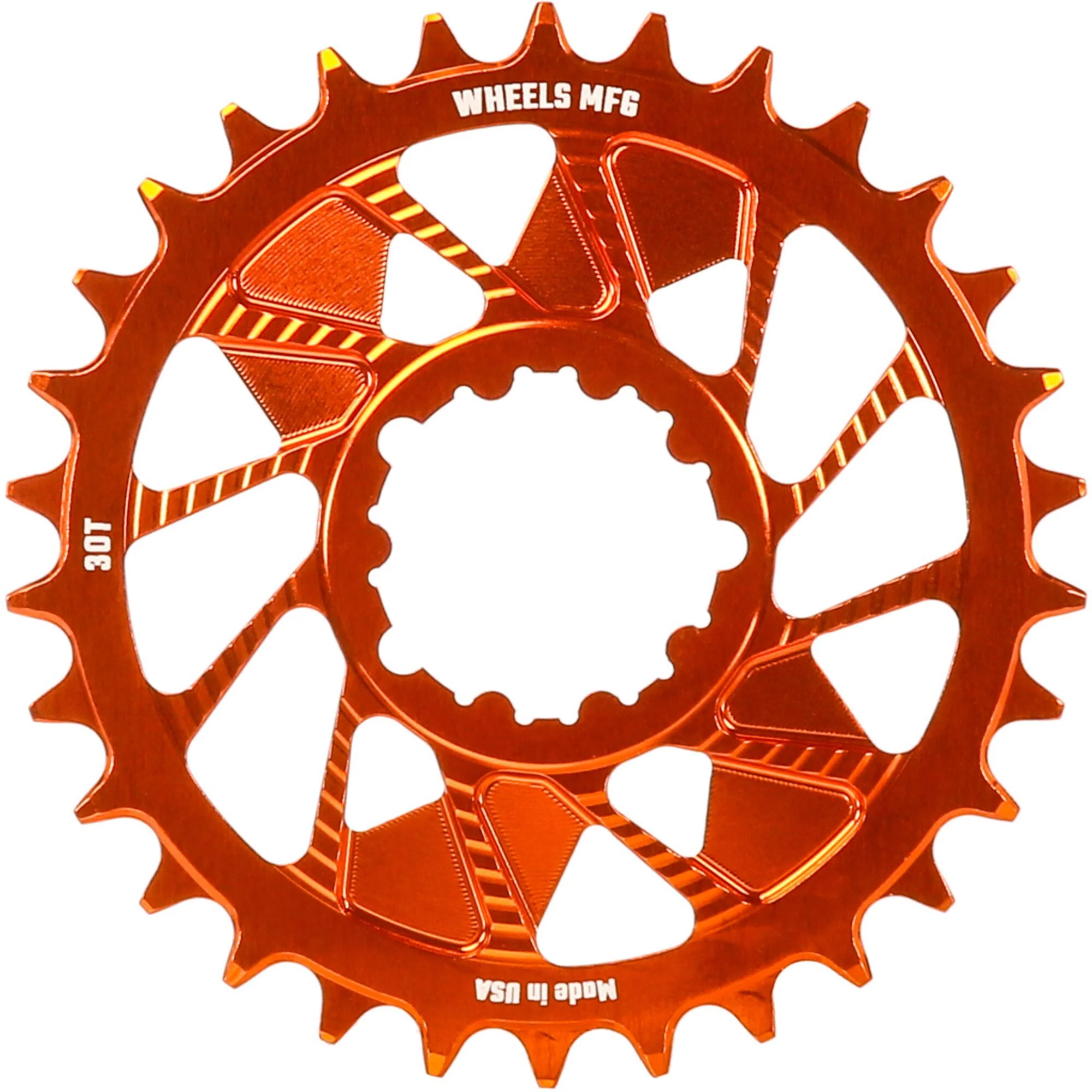 Wheels Manufacturing Orange; Chainring 30T; Shimano Direct Mount; 1.5mm Outboard; HG+ Chain