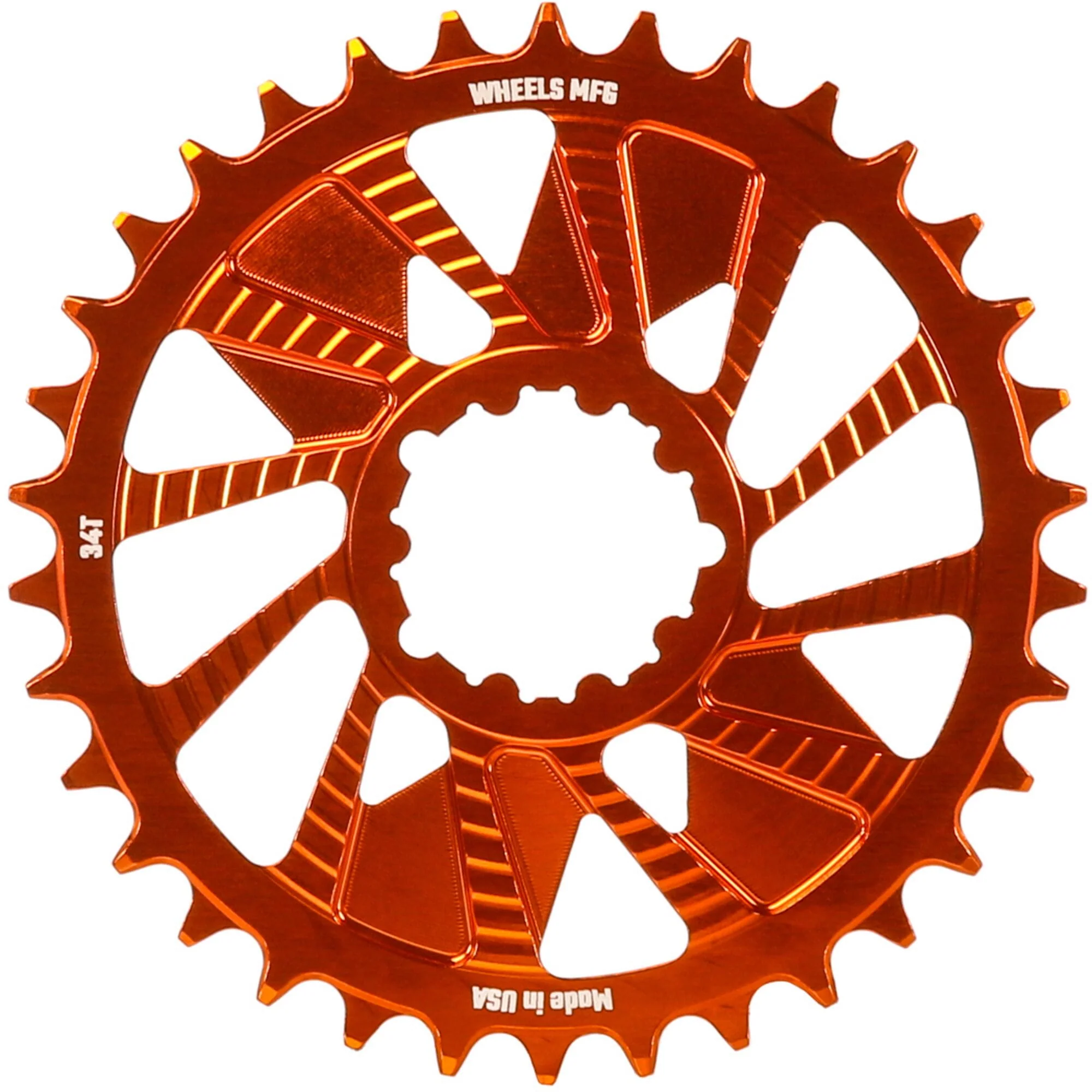 Wheels Manufacturing Orange; Chainring 34T; Shimano Direct Mount; 1.5mm Outboard; HG+ Chain