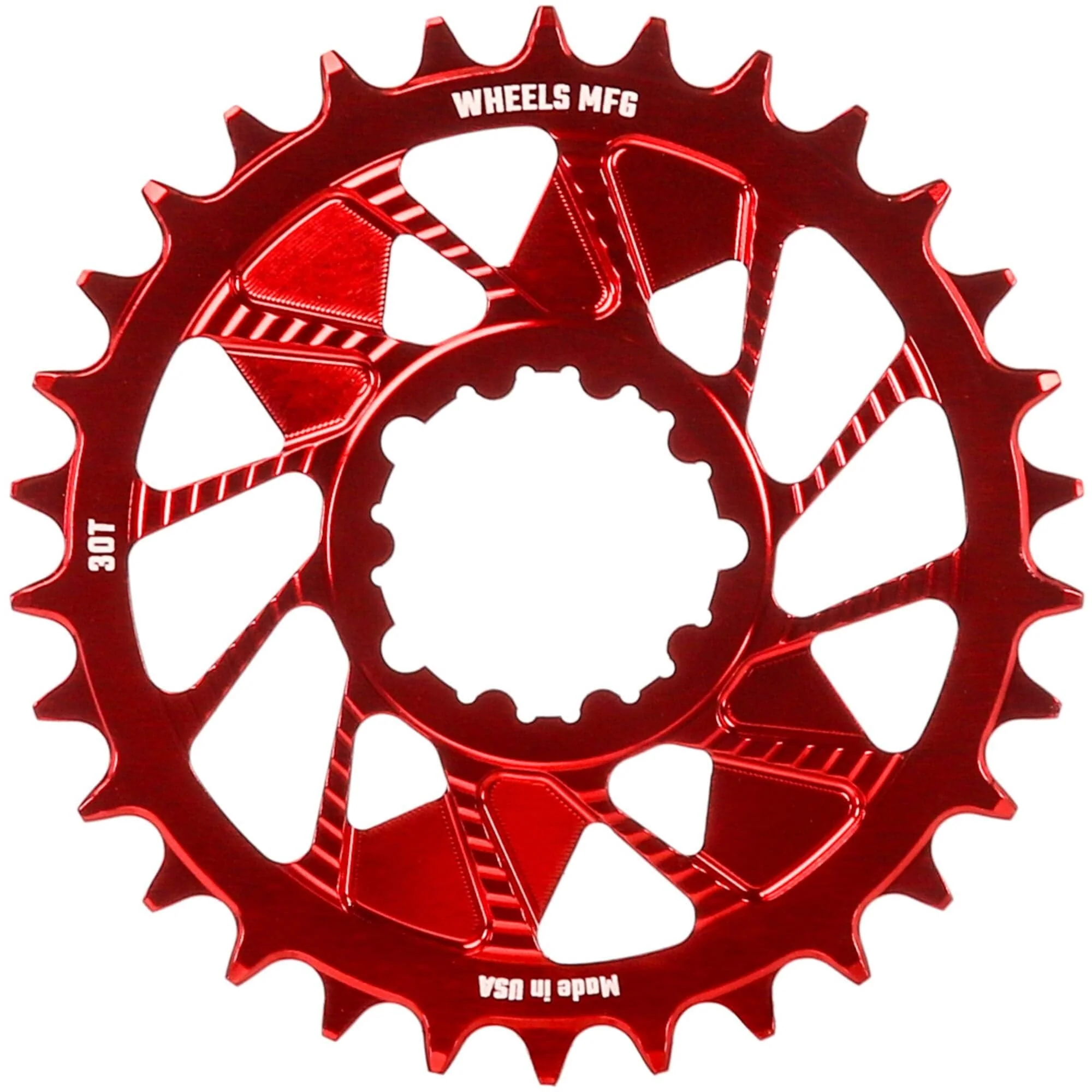 Wheels Manufacturing Red; Chainring 30T; SRAM 3-Bolt; 3mm; Hyperglide+ Chain