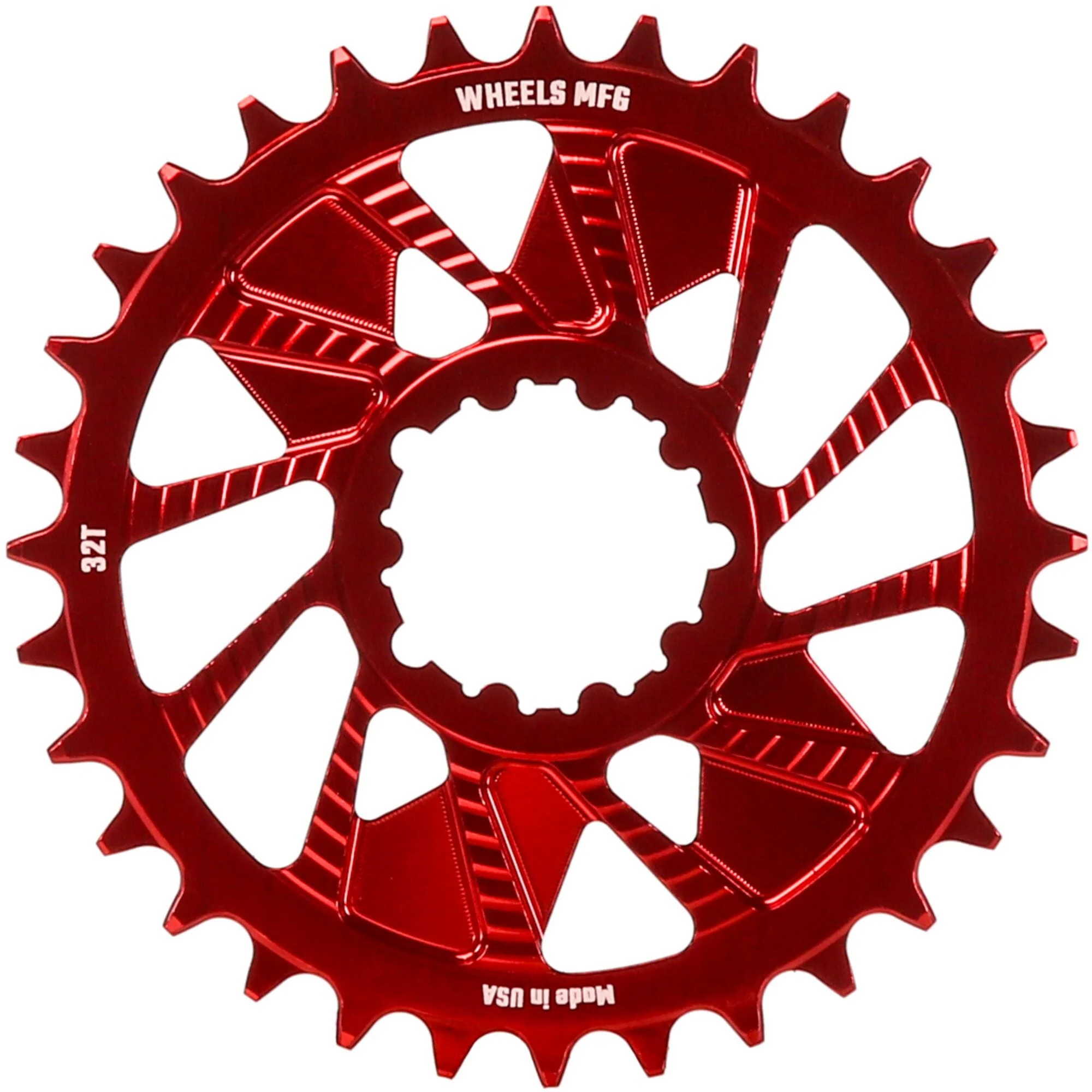 Wheels Manufacturing Red; Chainring 32T; Shimano Direct Mount; 1.5mm Inboard; HG+ Chain