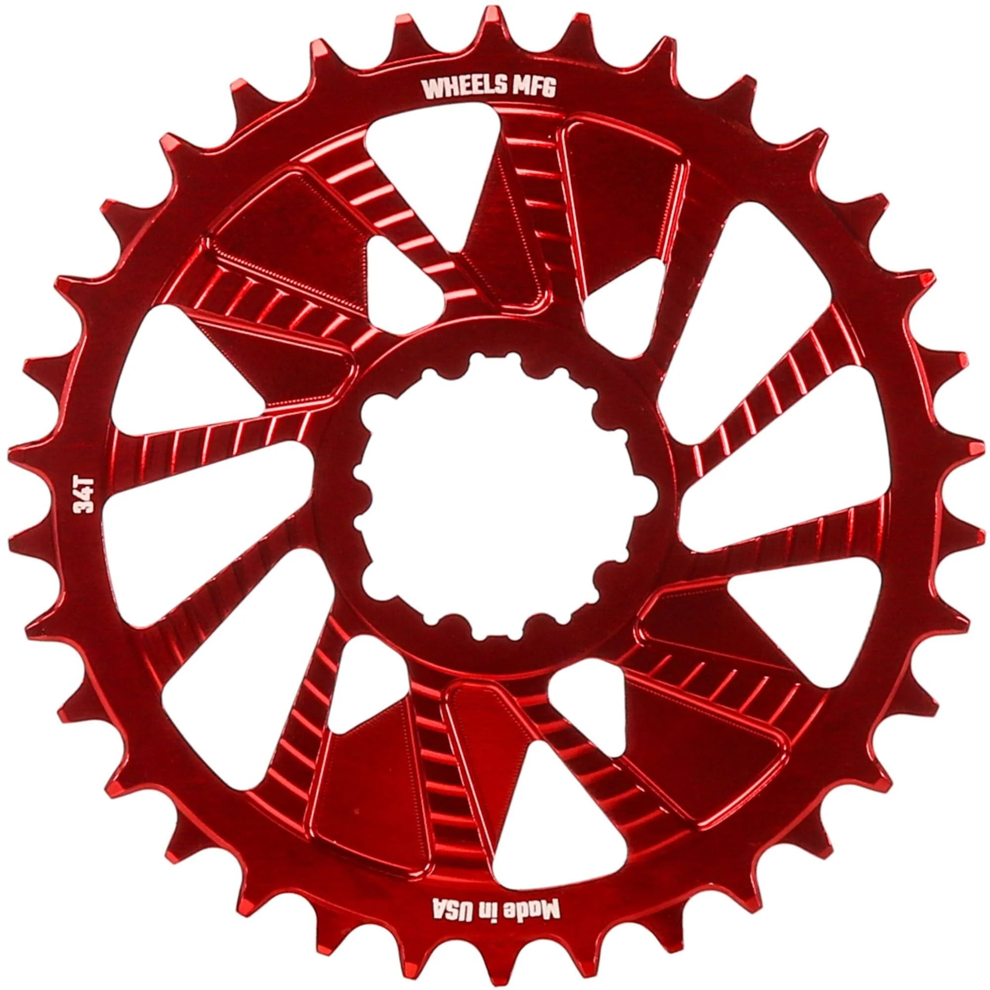 Wheels Manufacturing Red; Chainring 34T; SRAM 3-Bolt; 3mm; Hyperglide+ Chain