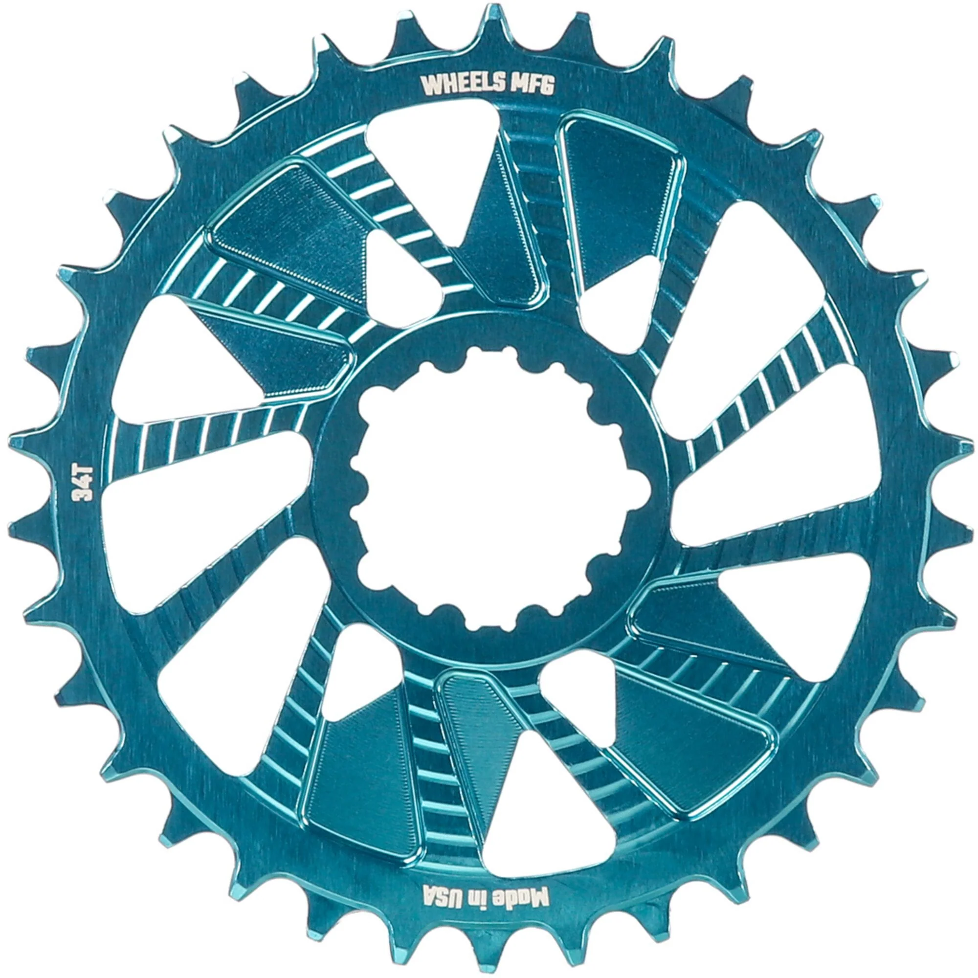 Wheels Manufacturing Teal; Chainring 34T; Shimano Direct Mount; 1.5mm Inboard; HG+ Chain