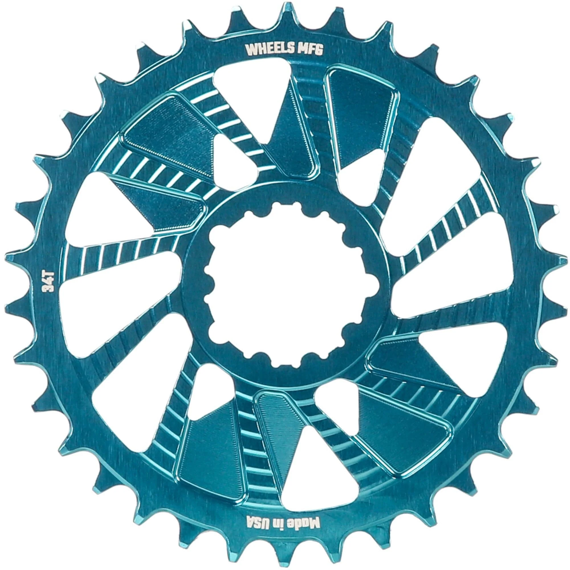 Wheels Manufacturing Teal; Chainring 34T; SRAM 3-Bolt; 3mm; Hyperglide+ Chain